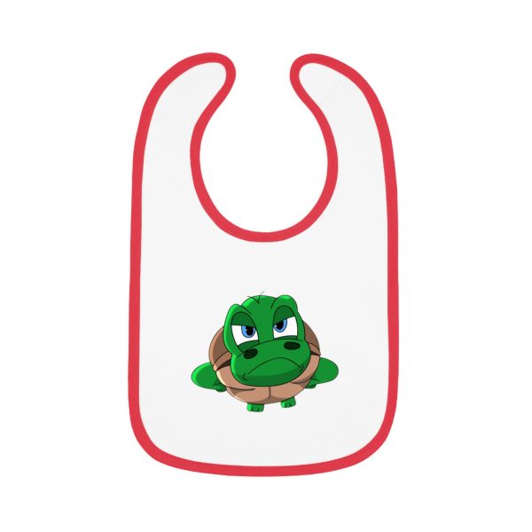 "Unu Dum" Grumpy Tortoise Baby Contrast Trim Jersey Bib - Image 10
