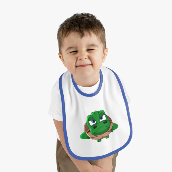 "Unu Dum" Grumpy Tortoise Baby Contrast Trim Jersey Bib - Image 15