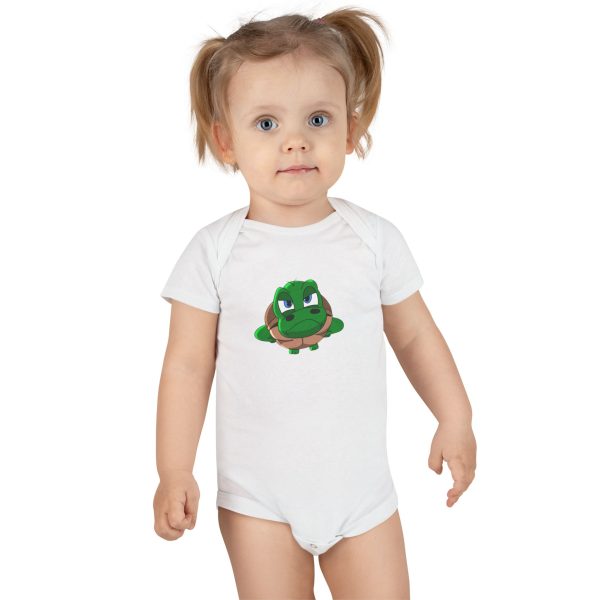 "Unu Dum" Grumpy Tortoise Baby Short Sleeve Onesie® - Image 4