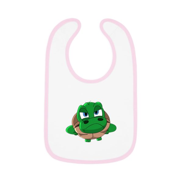"Unu Dum" Grumpy Tortoise Baby Contrast Trim Jersey Bib - Image 7