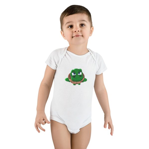 "Unu Dum" Grumpy Tortoise Baby Short Sleeve Onesie® - Image 3
