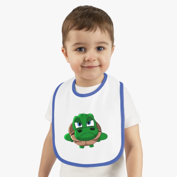"Unu Dum" Grumpy Tortoise Baby Contrast Trim Jersey Bib - Image 14