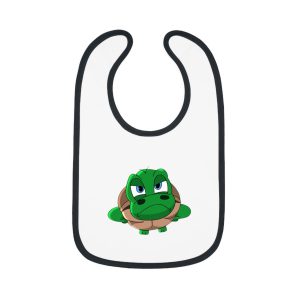 "Unu Dum" Grumpy Tortoise Baby Contrast Trim Jersey Bib