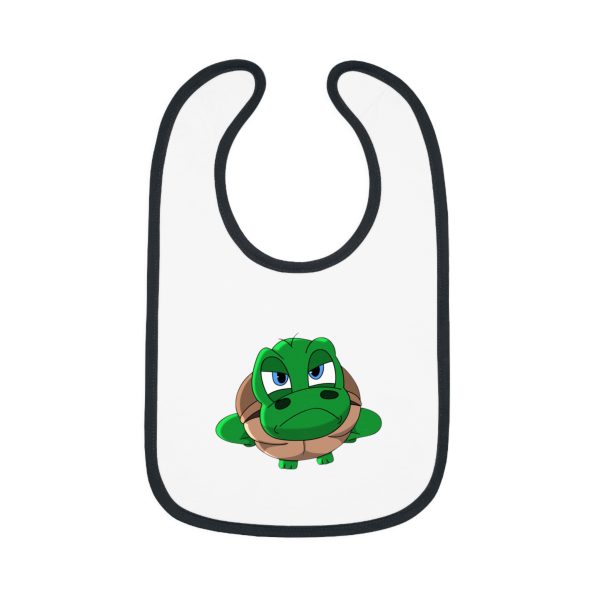 "Unu Dum" Grumpy Tortoise Baby Contrast Trim Jersey Bib