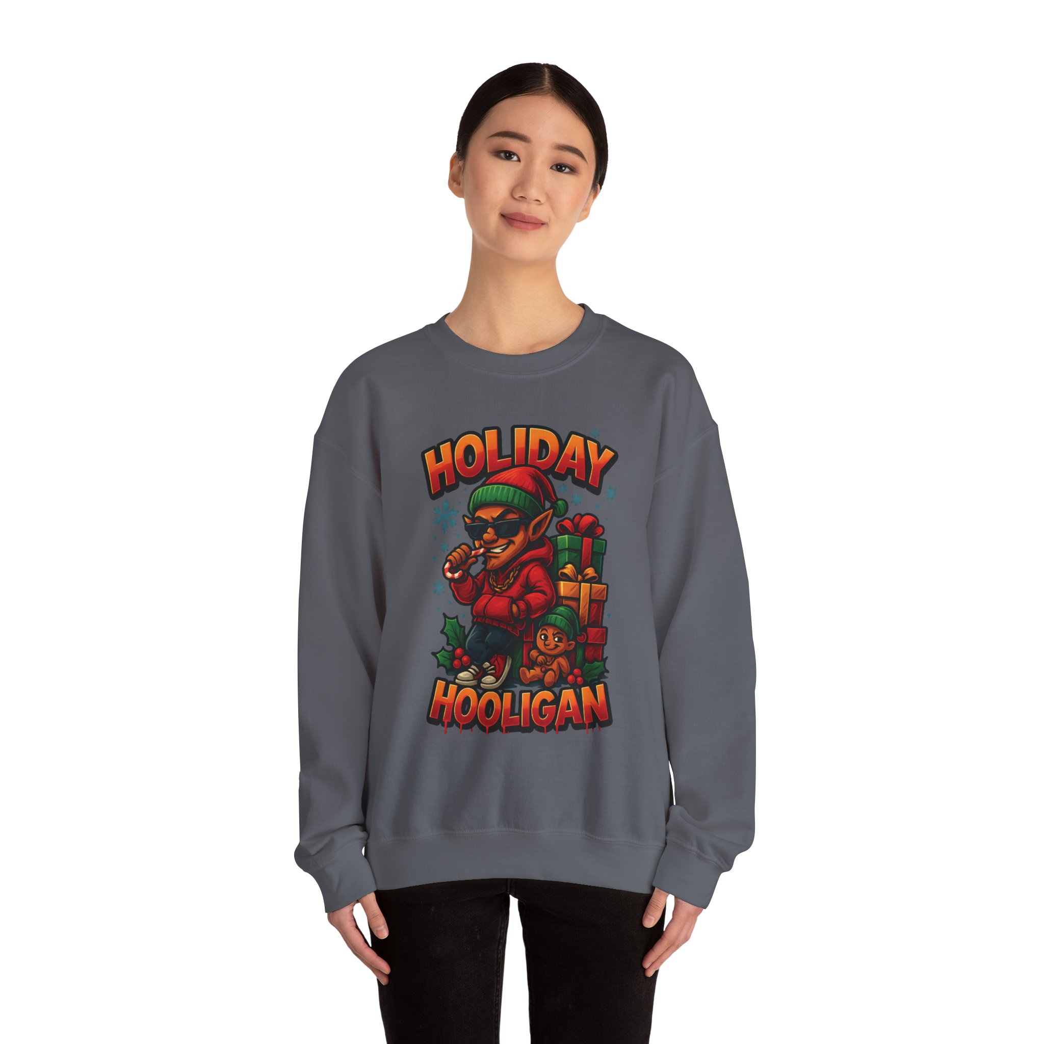 Holiday Elf Crewneck Sweatshirt - Festive Elf Graphic Holiday Sweatshirt - Image 39