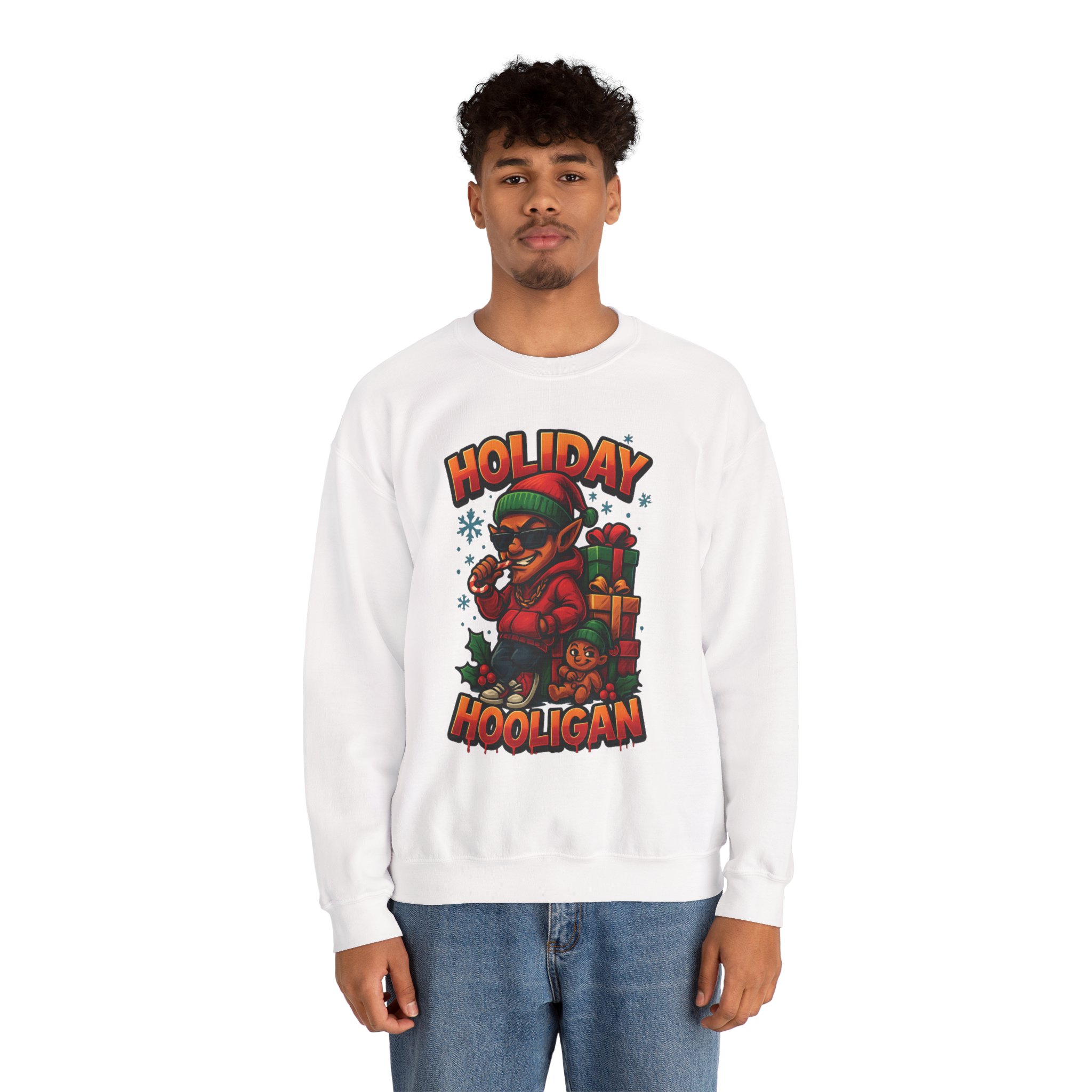 Holiday Elf Crewneck Sweatshirt - Festive Elf Graphic Holiday Sweatshirt - Image 4