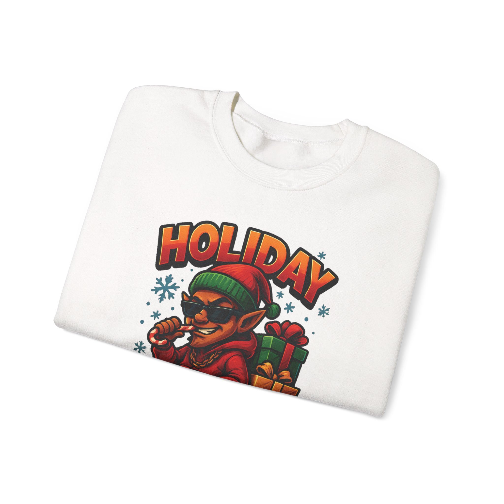 Holiday Elf Crewneck Sweatshirt - Festive Elf Graphic Holiday Sweatshirt - Image 2