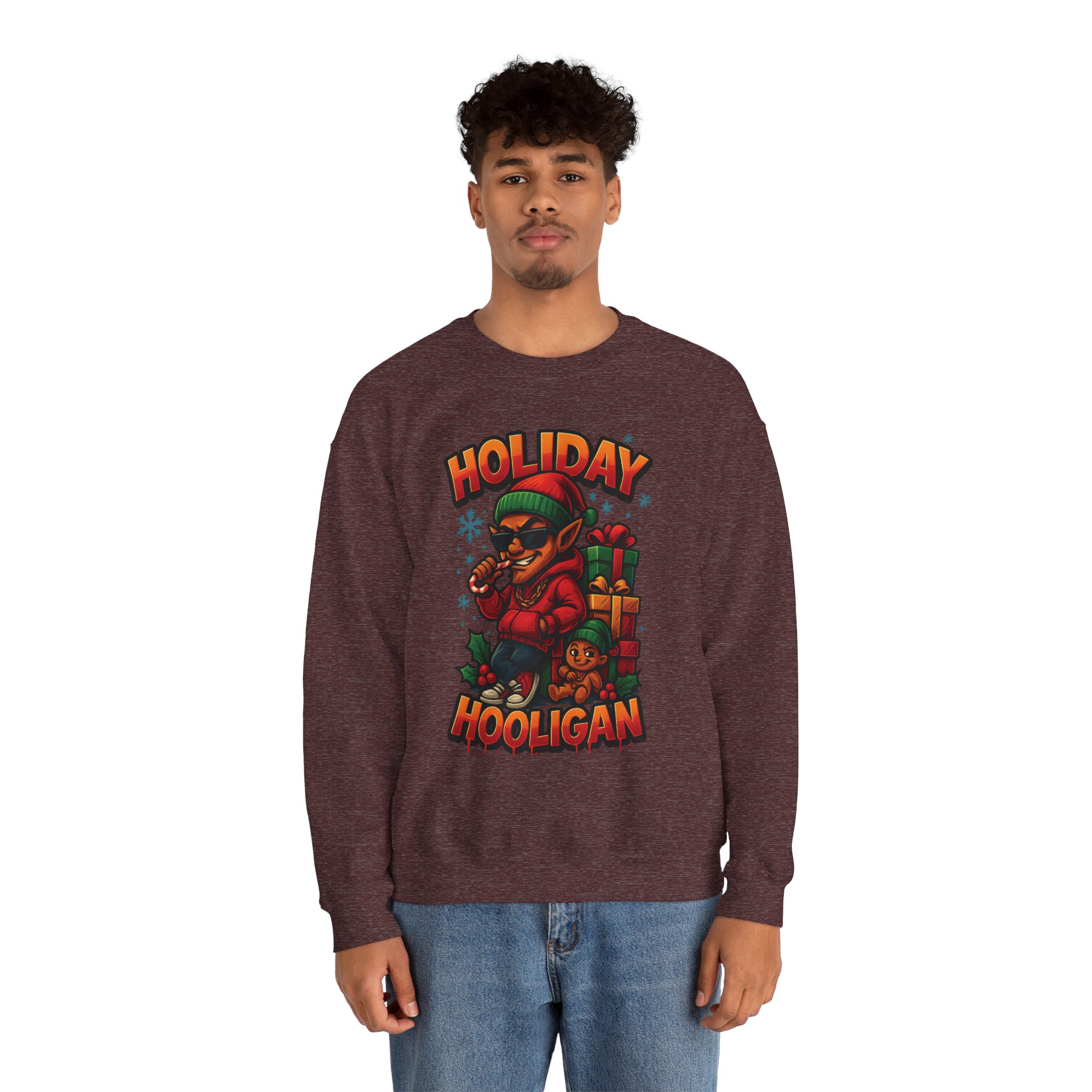 Holiday Elf Crewneck Sweatshirt - Festive Elf Graphic Holiday Sweatshirt - Image 16