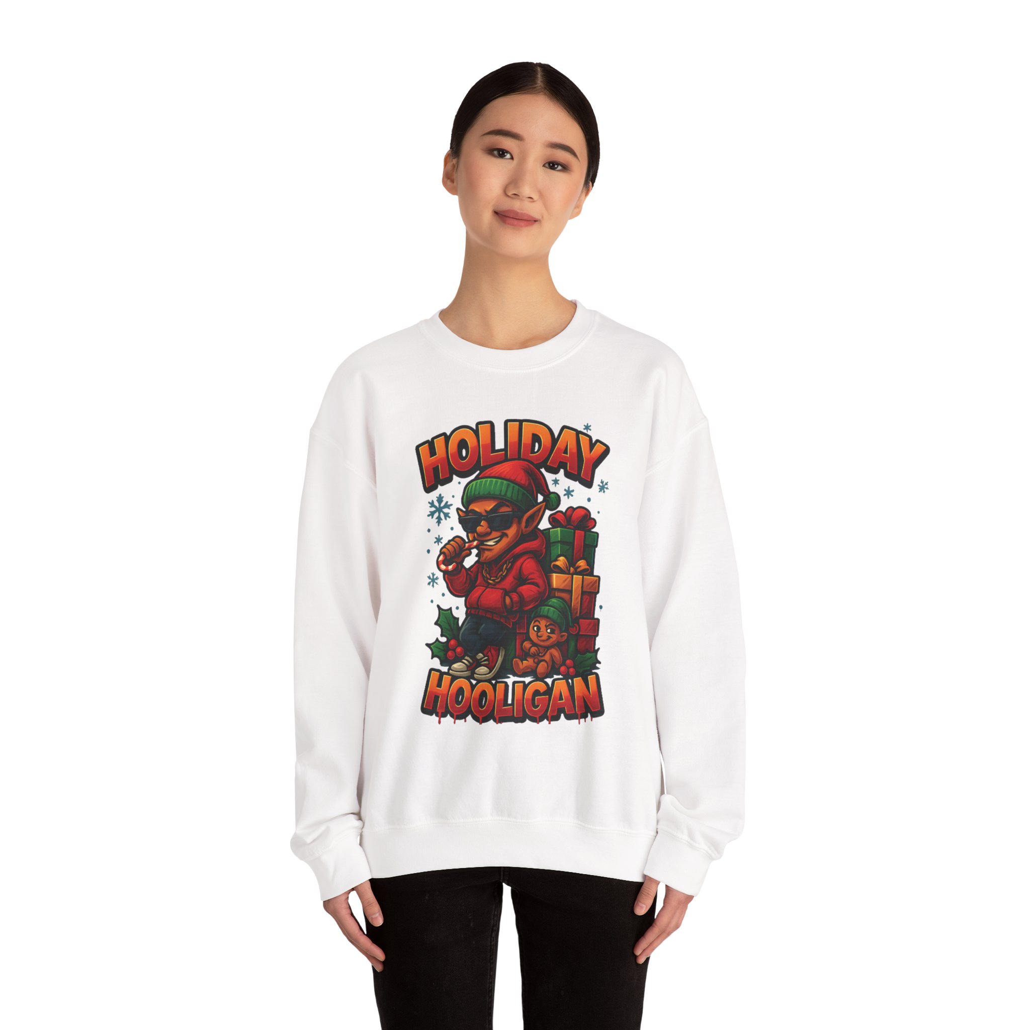 Holiday Elf Crewneck Sweatshirt - Festive Elf Graphic Holiday Sweatshirt - Image 3
