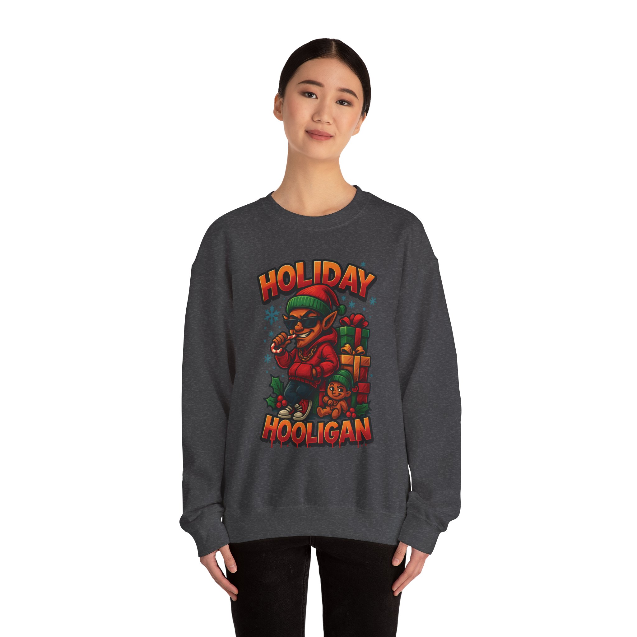 Holiday Elf Crewneck Sweatshirt - Festive Elf Graphic Holiday Sweatshirt - Image 35