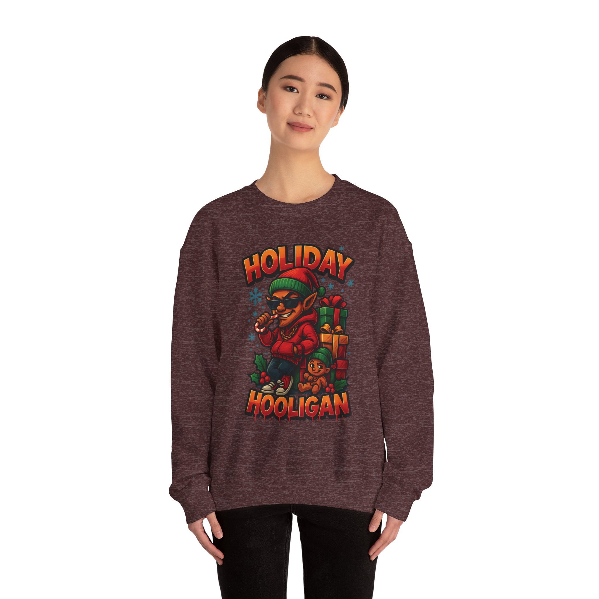 Holiday Elf Crewneck Sweatshirt - Festive Elf Graphic Holiday Sweatshirt - Image 15
