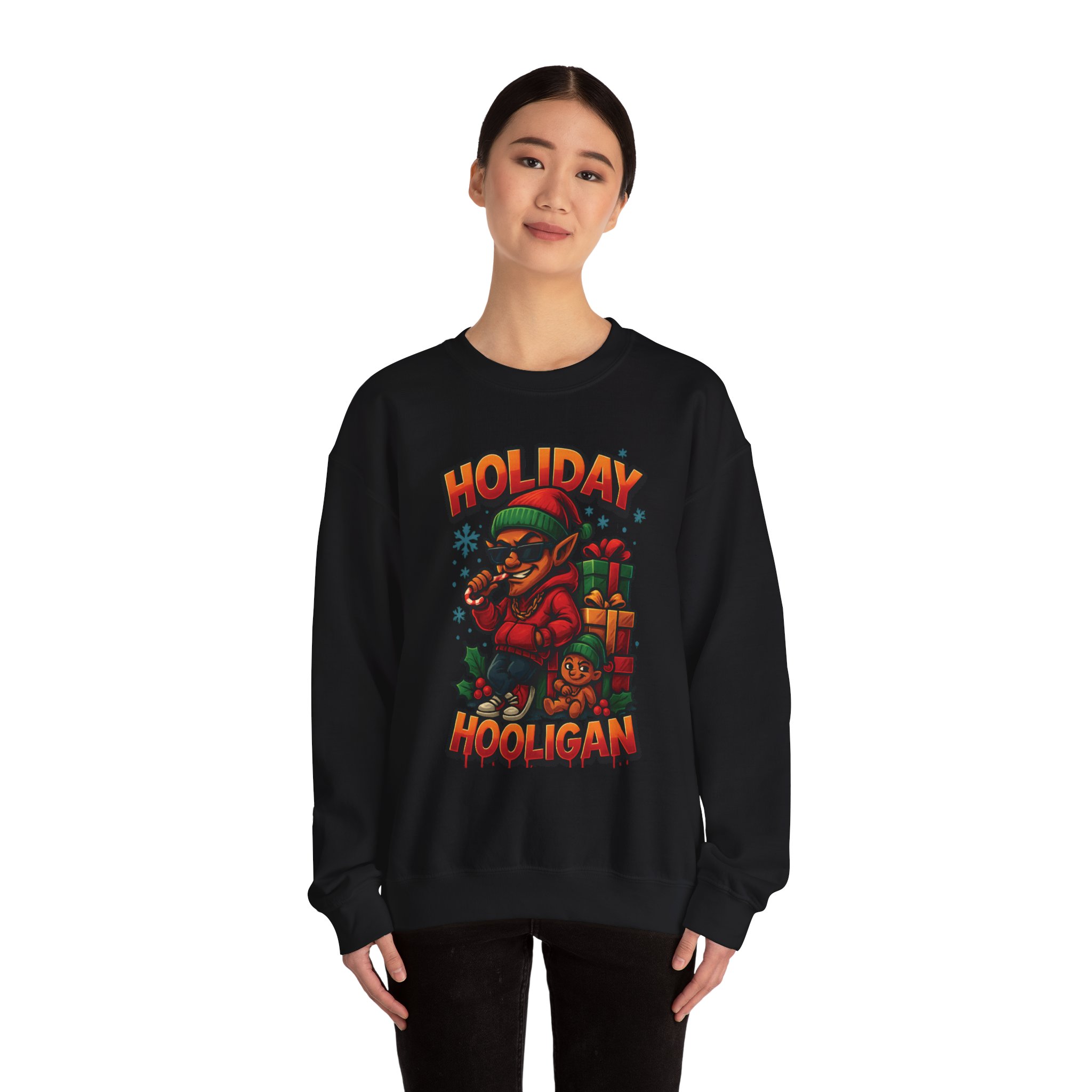 Holiday Elf Crewneck Sweatshirt - Festive Elf Graphic Holiday Sweatshirt - Image 19